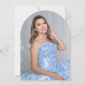 Blauw Gouden Sparkle Foto Quinceañera Ballon Kaart (Achterkant)