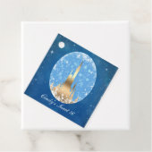 Blauw Gouden Sprookjeskasteel Glitter Bruidsdouche Bedankjes Labels (In situ)