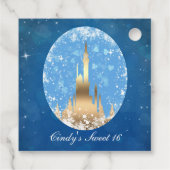 Blauw Gouden Sprookjeskasteel Glitter Bruidsdouche Bedankjes Labels (Achterkant)