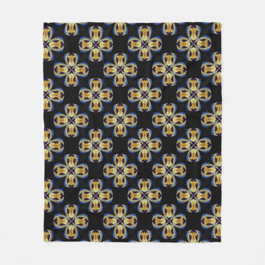 Blauw gouden ster eindeloos patroon fleece deken (Voorkant)
