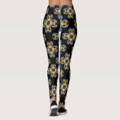 Blauw gouden ster eindeloos patroon leggings (Achterkant)