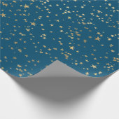 Blauw gouden sterren cadeaupapier (Hoek)