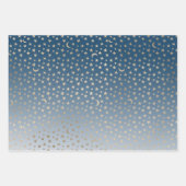 Blauw gouden sterren inpakpapier vel (Voorkant 3)