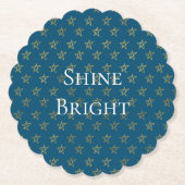 Blauw Gouden Sterren Schijnen Helder Kartonnen Onderzetters (Voorkant)