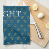 Blauw Gouden Sterren Schijnen Helder Theedoek (Quarter Fold)