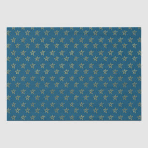 Blauw Gouden Sterren Schijnen Helder Weefselpapier Tissuepapier