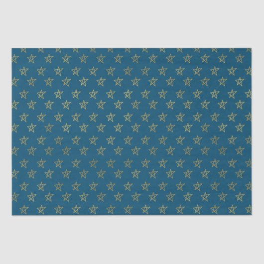 Blauw Gouden Sterren Schijnen Helder Weefselpapier Tissuepapier (Voorkant)