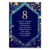 Blauw gouden sterrenhemel magische trouwzaalstoele kaart (Voorkant)