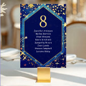 Blauw gouden sterrenhemel magische trouwzaalstoele kaart