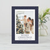 Blauw Gouden Sterrennacht Foto Vrolijk Kerstfeest Feestdagenkaart (Staand voorkant)