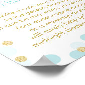 Blauw gouden Stippen Baby shower Doordrukbord Poster (Hoek)