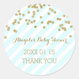 Blauw Gouden Strepen Baby shower Favor Sticker
