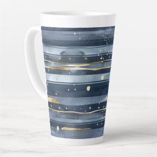 Blauw Gouden Strepen Stippen Dromen Latte Mok