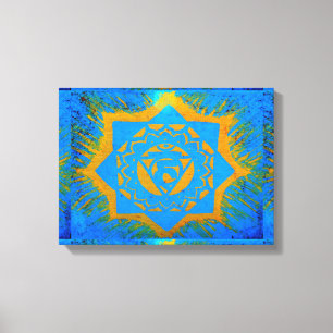 blauw gouden tantric symbool canvas afdruk