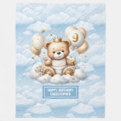 Blauw gouden teddydeken gepersonaliseerde 9e verja fleece deken (Voorkant)