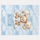Blauw gouden teddydeken gepersonaliseerde 9e verja fleece deken (Voorkant (Horizontaal))