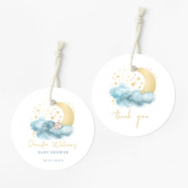 Blauw gouden twinkle baby shower dank u gunst tags bedankjes labels