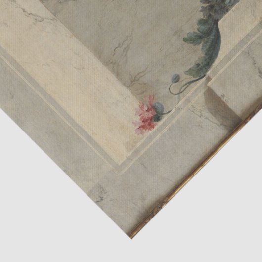 Blauw/Gouden Urn met Bloemen Weefseldocument Tissuepapier (Detail)