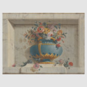 Blauw/Gouden Urn met Bloemen Weefseldocument Tissuepapier (Voorkant)