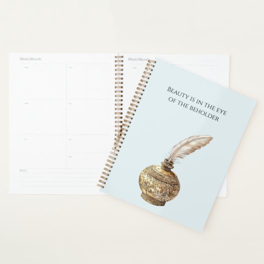 Blauw Gouden Vaas Witte Veer Planner (Display)