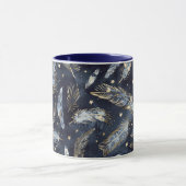 Blauw Gouden Veren Sterren Mok (Midden)
