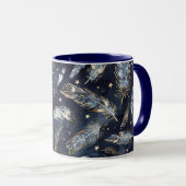 Blauw Gouden Veren Sterren Mok (Voorkant rechts)