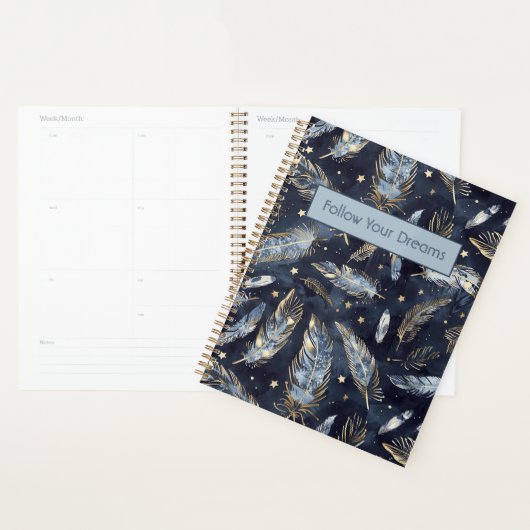 Blauw Gouden Veren Sterren Planner (Display)