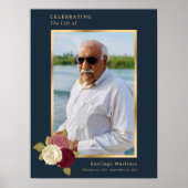 Blauw Gouden Viering van het Leven Foto Rouw Teken Poster (Voorkant)