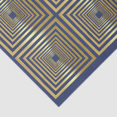 Blauw gouden vierkanten patroon cadeau wrap Tissue Tissuepapier (Detail)