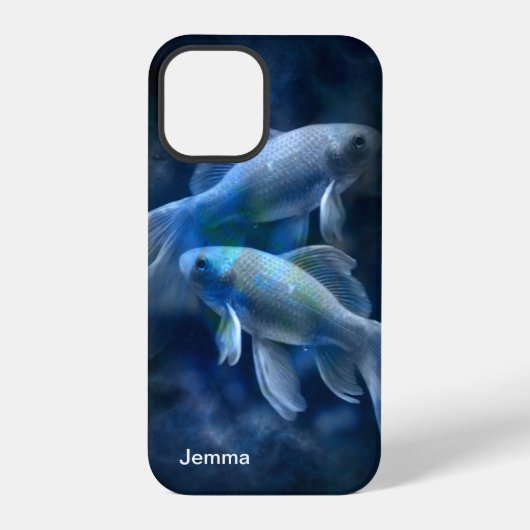 Blauw Gouden Vis Persoonlijk iPhone Hoesje (Achterkant)