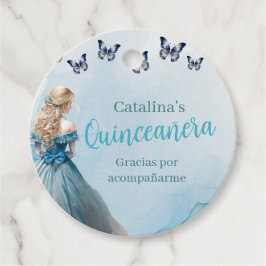 Blauw Gouden Vlinder Prinses Quinceañera Bedankjes Labels