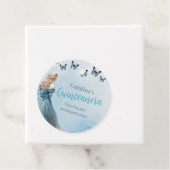 Blauw Gouden Vlinder Prinses Quinceañera Bedankjes Labels (In situ)