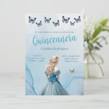 Blauw Gouden Vlinder Prinses Quinceañera