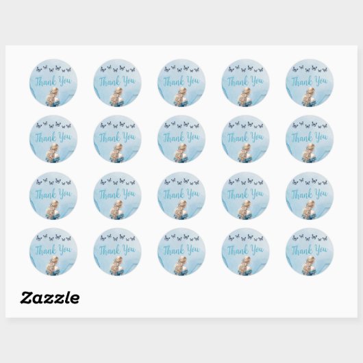 Blauw Gouden Vlinder Prinses Quinceañera Ronde Sticker (Vel)