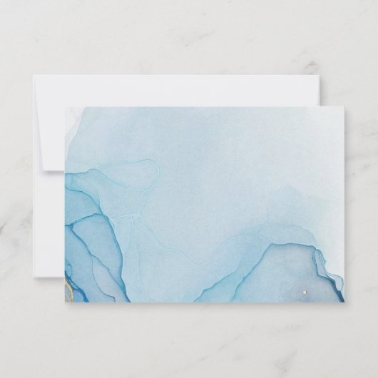 Blauw Gouden Vlinder Prinses Quinceañera RSVP (Achterkant)