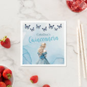 Blauw Gouden Vlinder Prinses Quinceañera Servet (Insitu)