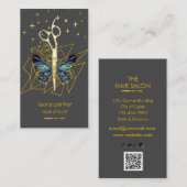 Blauw Gouden Vlinder Schaar Haar Stylist Salon Visitekaartje (Voorkant / Achterkant)