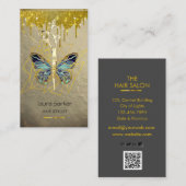 Blauw Gouden Vlinder Schaar Haar Stylist Salon Visitekaartje (Voorkant / Achterkant)