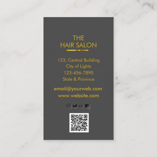 Blauw Gouden Vlinder Schaar Haar Stylist Salon Visitekaartje (Achterkant)