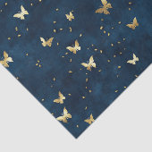 Blauw Gouden Vlinders Bruiloft Tissuepapier (Detail)