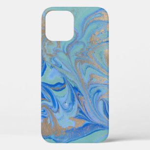 Blauw Gouden Vloeibare Waterverf Textuur Case-Mate iPhone Case