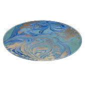 Blauw Gouden Vloeibare Waterverf Textuur Snijplank (Hoek)