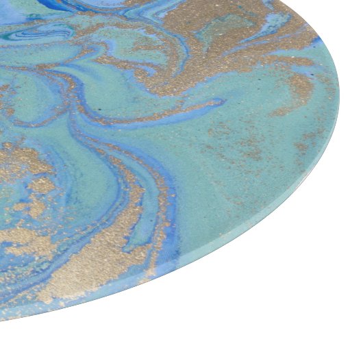 Blauw Gouden Vloeibare Waterverf Textuur Snijplank (Hoek)