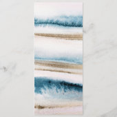 Blauw gouden waterverf Bruiloft Menu of Programma  (Achterkant)