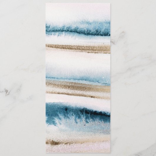 Blauw gouden waterverf Bruiloft Menu of Programma  (Achterkant)