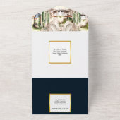 Blauw gouden wijnmakerij Toscaanse wijngaard al fr All In One Uitnodiging (Buitenkant)