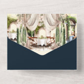 Blauw gouden wijnmakerij Toscaanse wijngaard al fr All In One Uitnodiging (Achterkant)