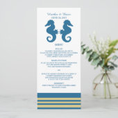 Blauw Gouden Zee Paard Trouw Menu (Staand voorkant)