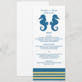 Blauw Gouden Zee Paard Trouw Menu (Voorkant / Achterkant)