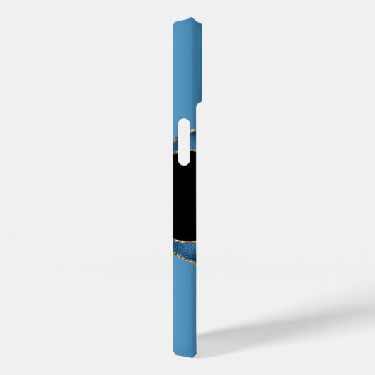 Blauw gouden zwarte gekleurd marmer-naamscript Case-Mate iPhone case (Achterkant / Rechts)